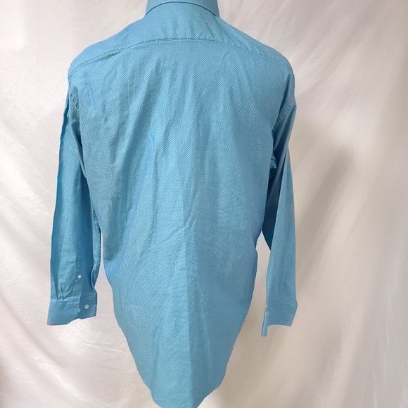 Buttoned Down Mens XL 17/17.5-34/25 Blue Teal Diamond Long sleeve Button Shirt - Picture 8 of 13